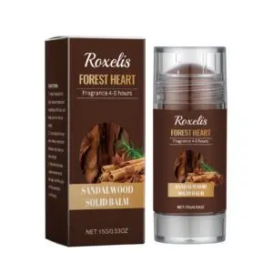 Roxelis Sandalwood Solid Balm with Vitamin E & Castor Oil - Natural Light Fragrance, Portable Skin Moisturizer