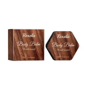 Roxelis Wood Body Balm with Light Fragrance - Non-Sticky, Portable Perfumed Skin Balm