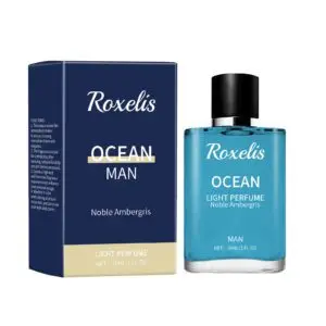 Roxelis Ambergris Blue Ocean Perfume for Men - Fresh Aquatic Scent with Musk & Citrus Notes